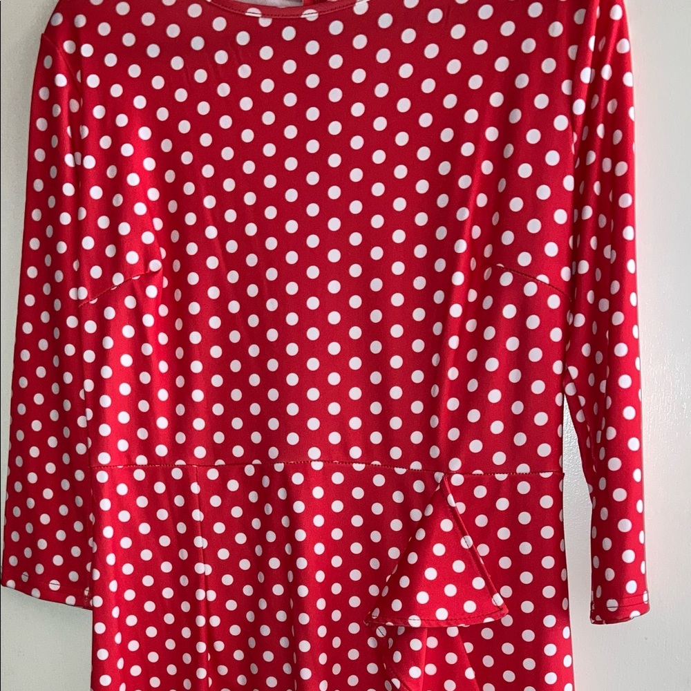 Orange Red/white Polka Dot Dress